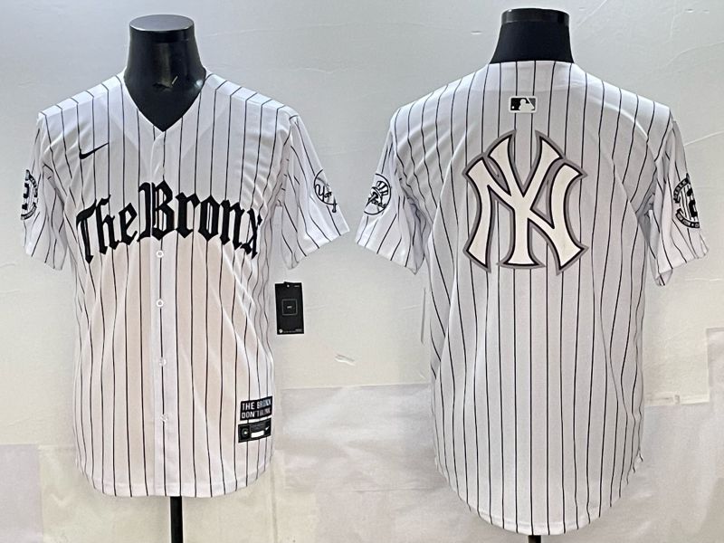 Men 2025 New York Yankees Blank White Stripe Five generations Joint Name Nike MLB Jersey style 026->new york yankees->MLB Jersey